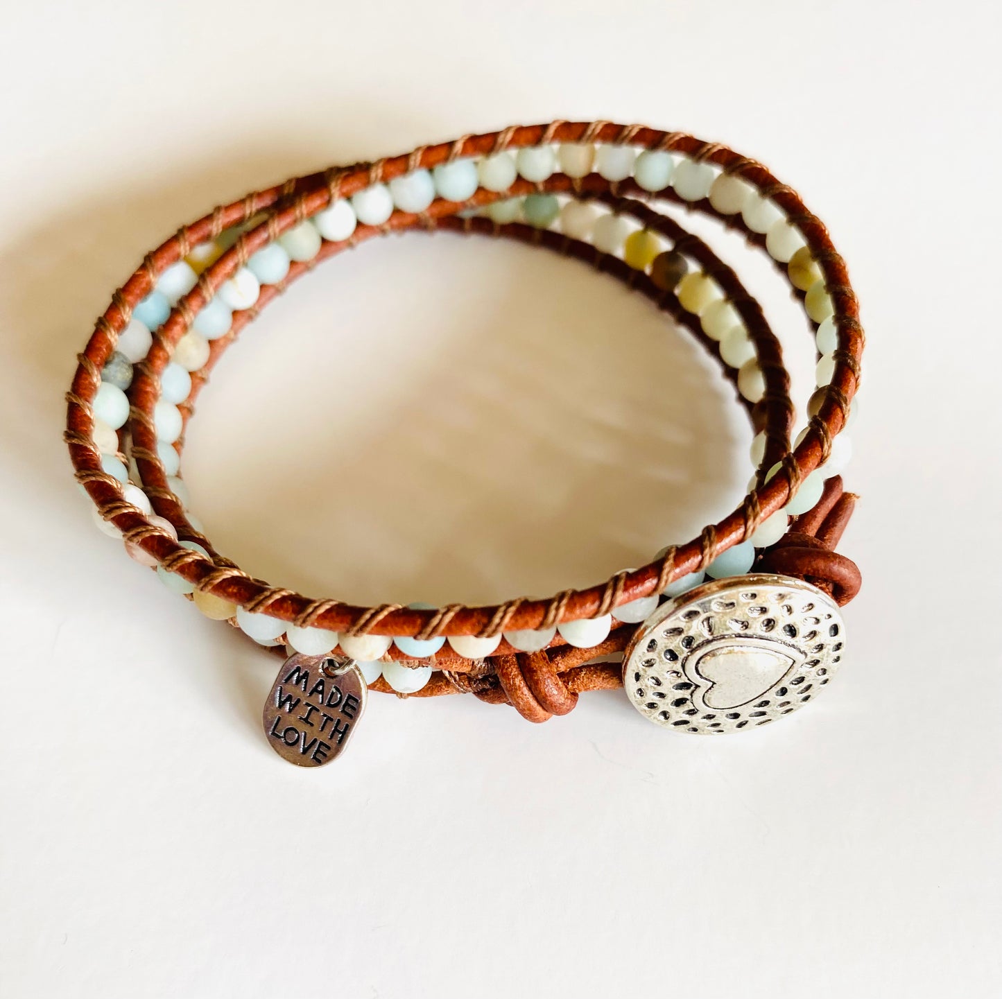 Amazonite Boho Double Beaded Wrap Bracelet