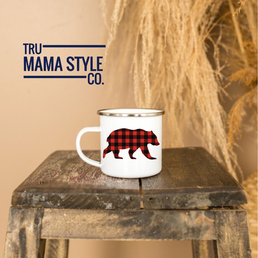 Buffalo Plaid Bear Camp Mug